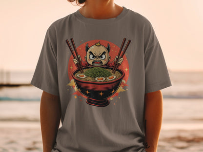 Devil Ramen T-Shirt, Angry Anime Demon, Japanese Noodles, Funny Foodie Tee, Unique Graphic T Shirt, Gift Idea, Cool Design T-Shirt - IconVexa