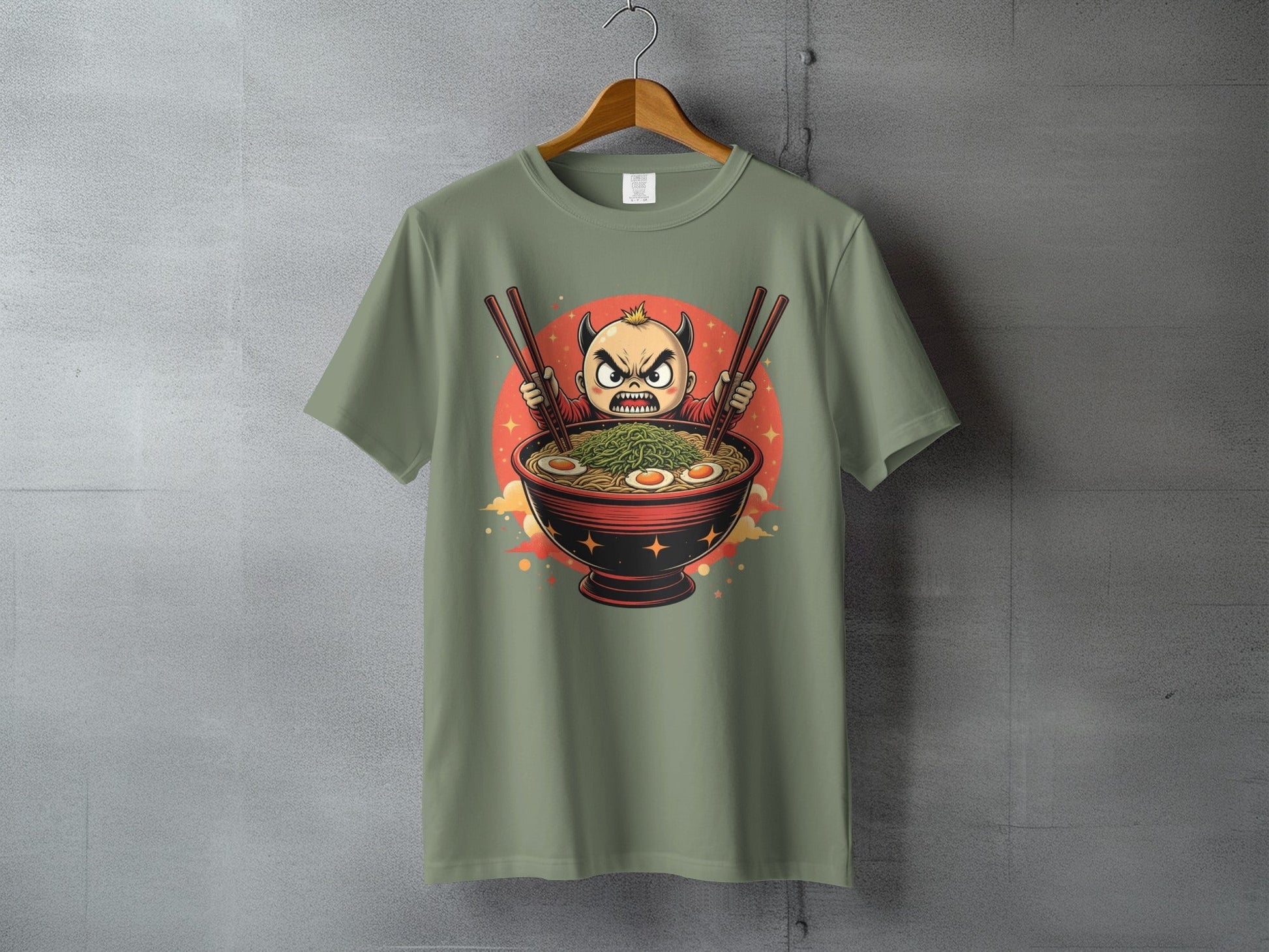 Devil Ramen T-Shirt, Angry Anime Demon, Japanese Noodles, Funny Foodie Tee, Unique Graphic T Shirt, Gift Idea, Cool Design T-Shirt - IconVexa