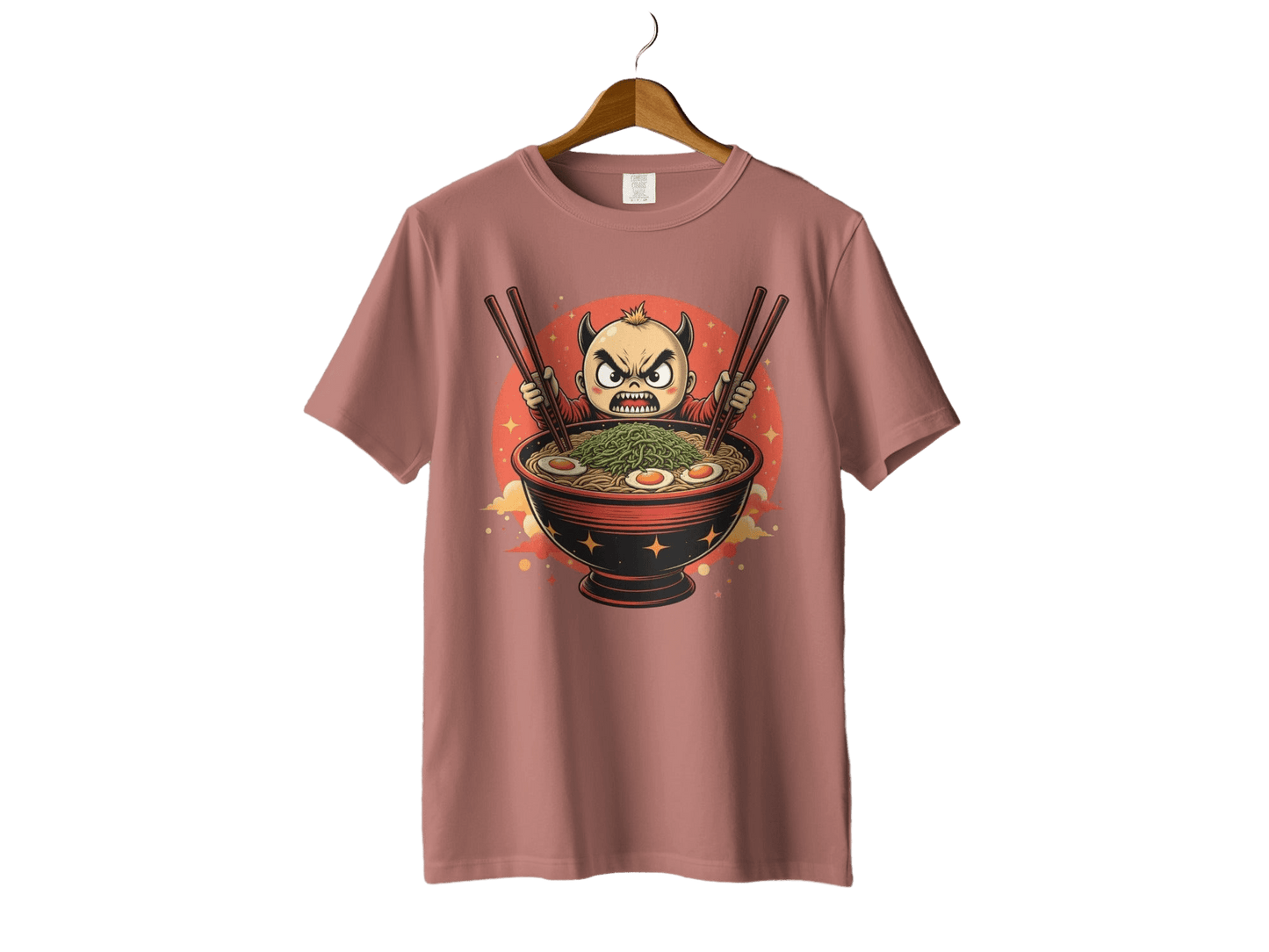 Devil Ramen T-Shirt, Angry Anime Demon, Japanese Noodles, Funny Foodie Tee, Unique Graphic T Shirt, Gift Idea, Cool Design T-Shirt - IconVexa
