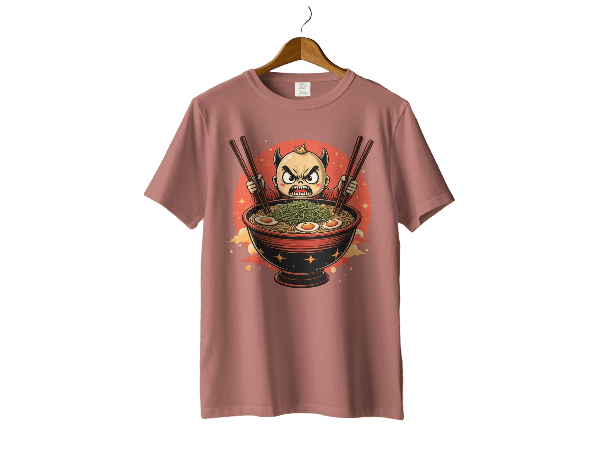 Devil Ramen T-Shirt, Angry Anime Demon, Japanese Noodles, Funny Foodie Tee, Unique Graphic T Shirt, Gift Idea, Cool Design T-Shirt - IconVexa