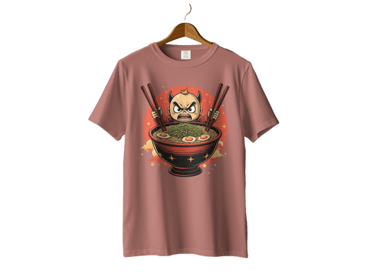 Devil Ramen T-Shirt, Angry Anime Demon, Japanese Noodles, Funny Foodie Tee, Unique Graphic T Shirt, Gift Idea, Cool Design T-Shirt - IconVexa