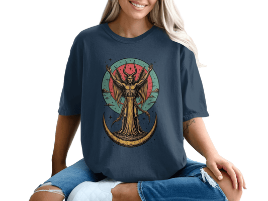 Devil with Wings In The Moon Graphic Art Print T-Shirt - IconVexa