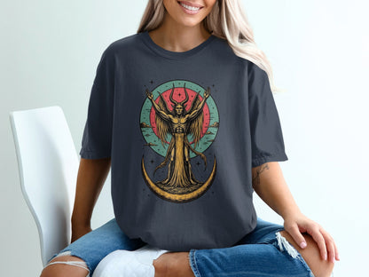 Devil with Wings In The Moon Graphic Art Print T-Shirt - IconVexa
