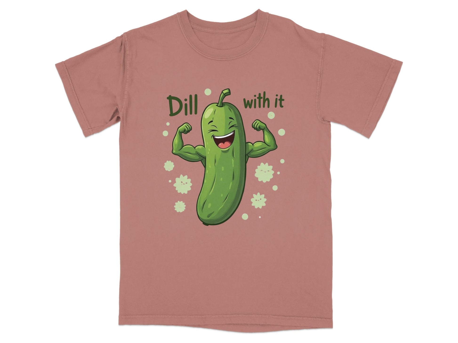 Dill With It Funny Pickle Pun Meme Strongman Cartoon T-Shirt - IconVexa