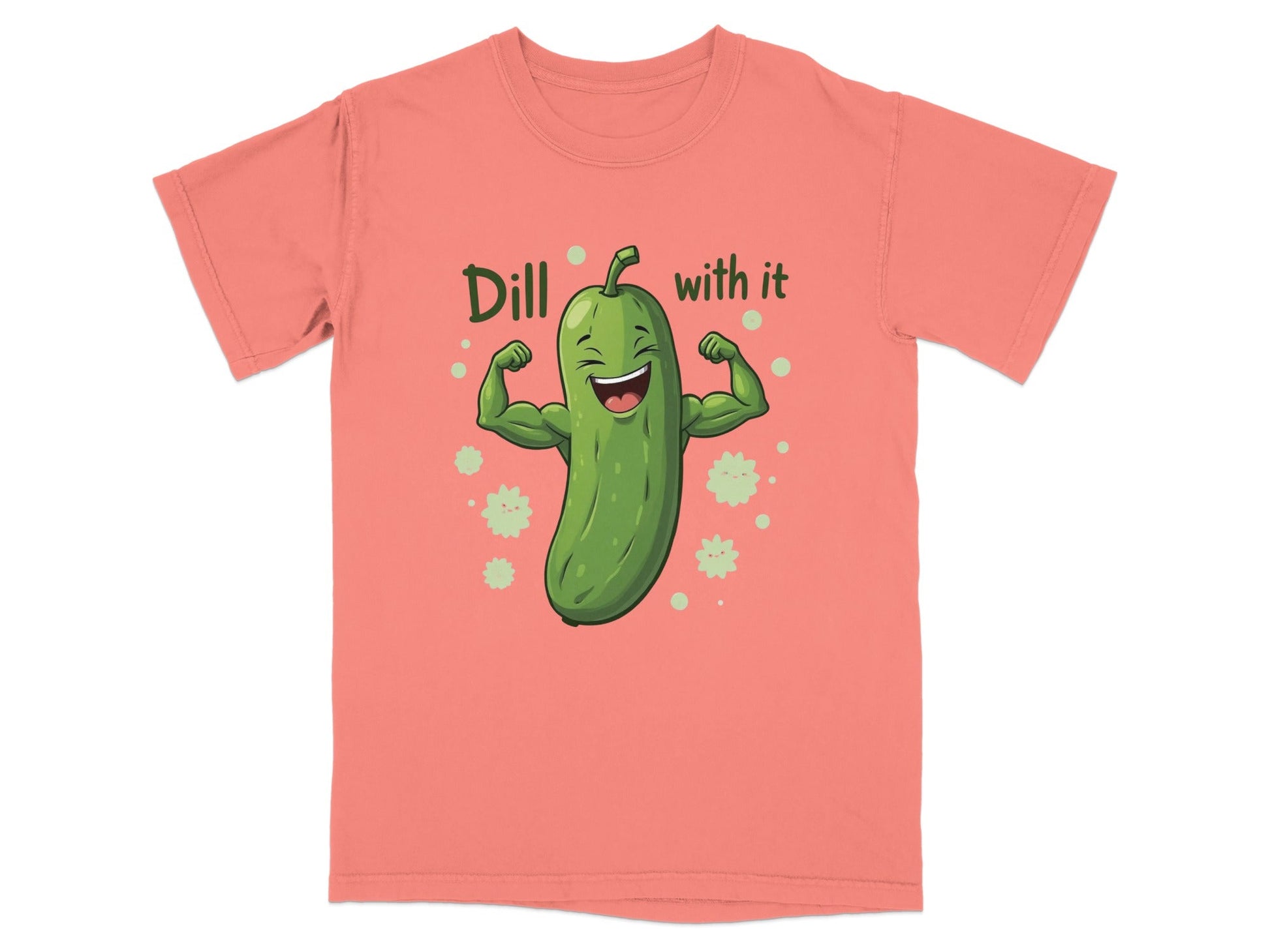 Dill With It Funny Pickle Pun Meme Strongman Cartoon T-Shirt - IconVexa