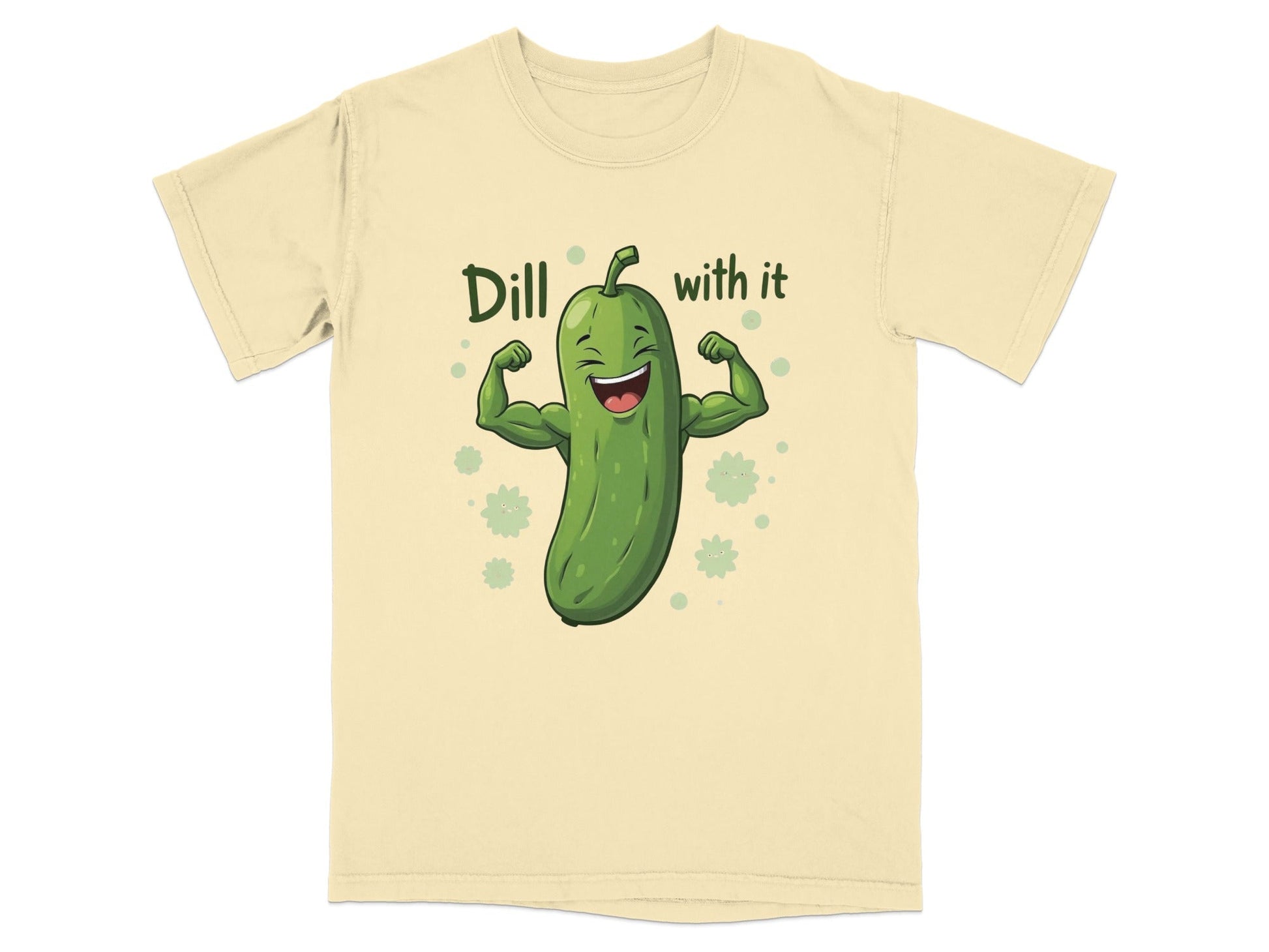 Dill With It Funny Pickle Pun Meme Strongman Cartoon T-Shirt - IconVexa