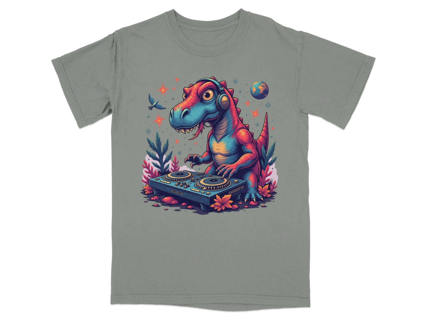 DJ Rex with Turntable Awesome Graphic Novelty T-Shirt - IconVexa