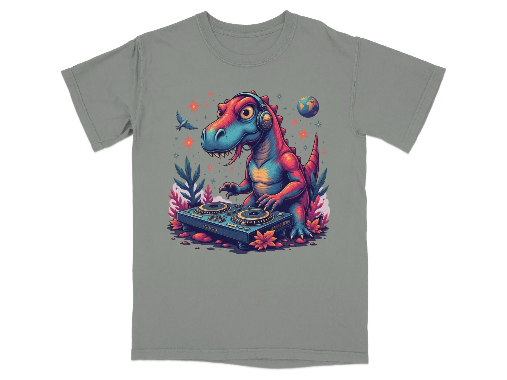 DJ Rex with Turntable Awesome Graphic Novelty T-Shirt - IconVexa