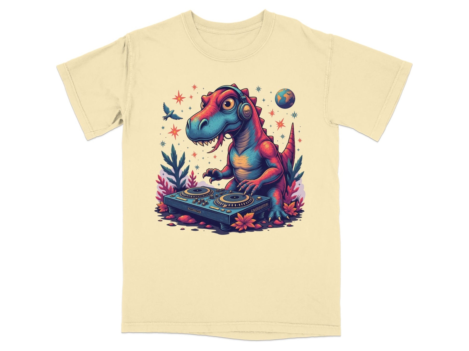 DJ Rex with Turntable Awesome Graphic Novelty T-Shirt - IconVexa