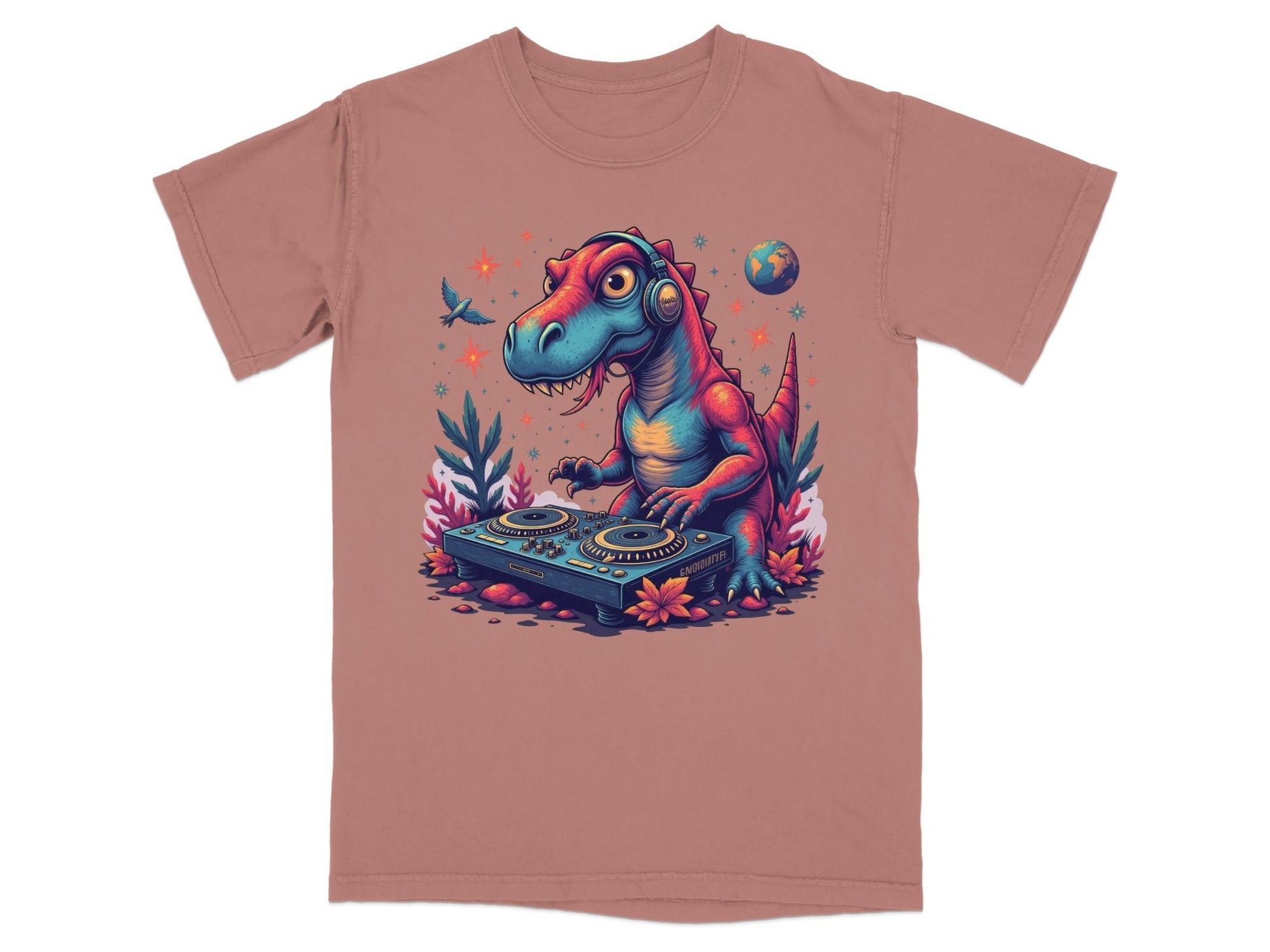 DJ Rex with Turntable Awesome Graphic Novelty T-Shirt - IconVexa