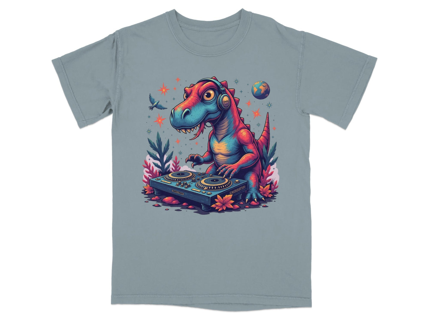 DJ Rex with Turntable Awesome Graphic Novelty T-Shirt - IconVexa