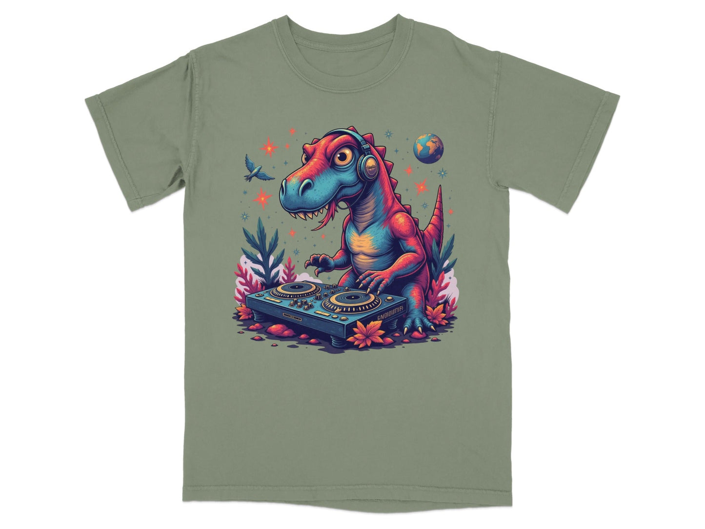 DJ Rex with Turntable Awesome Graphic Novelty T-Shirt - IconVexa