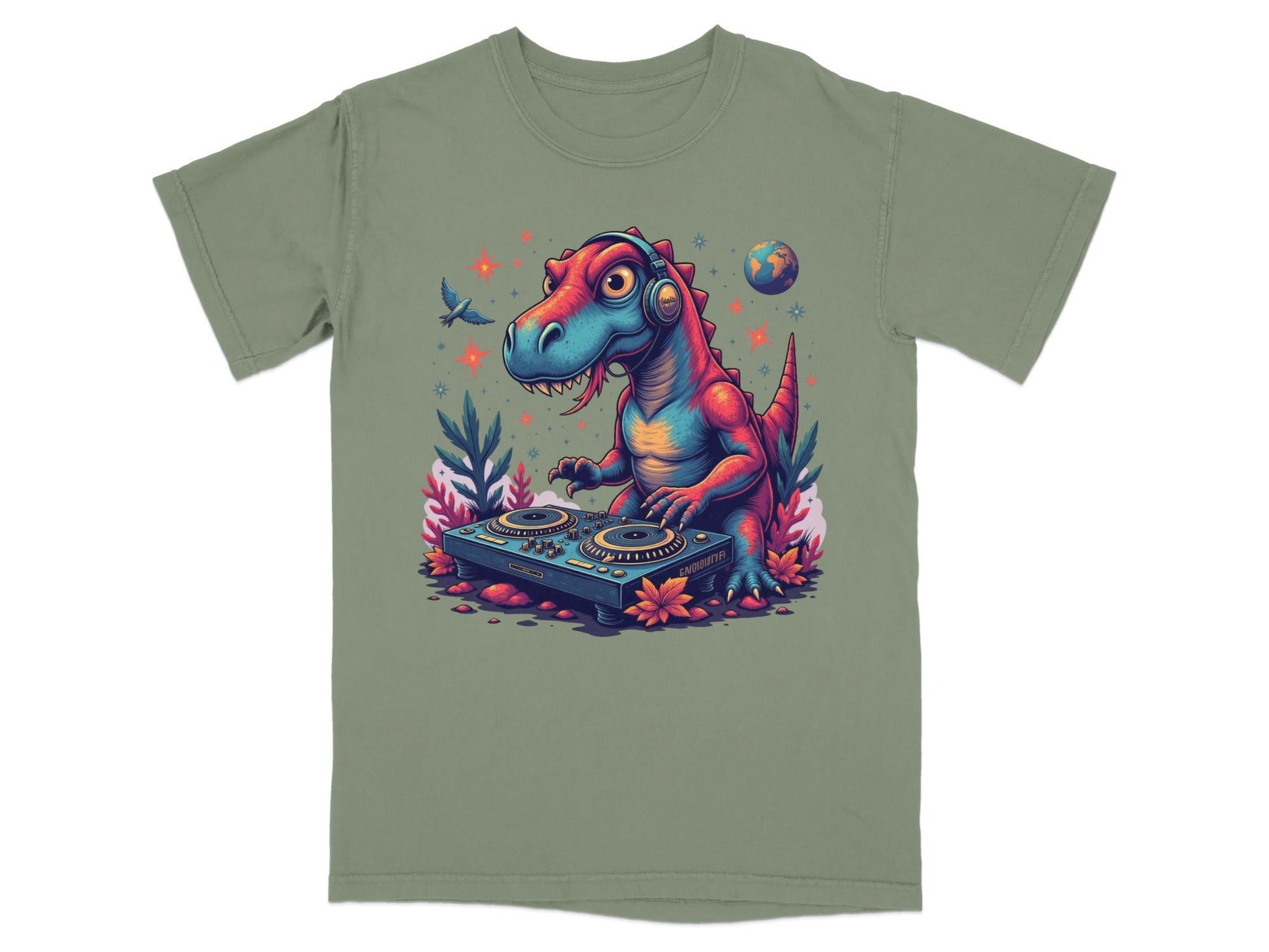DJ Rex with Turntable Awesome Graphic Novelty T-Shirt - IconVexa