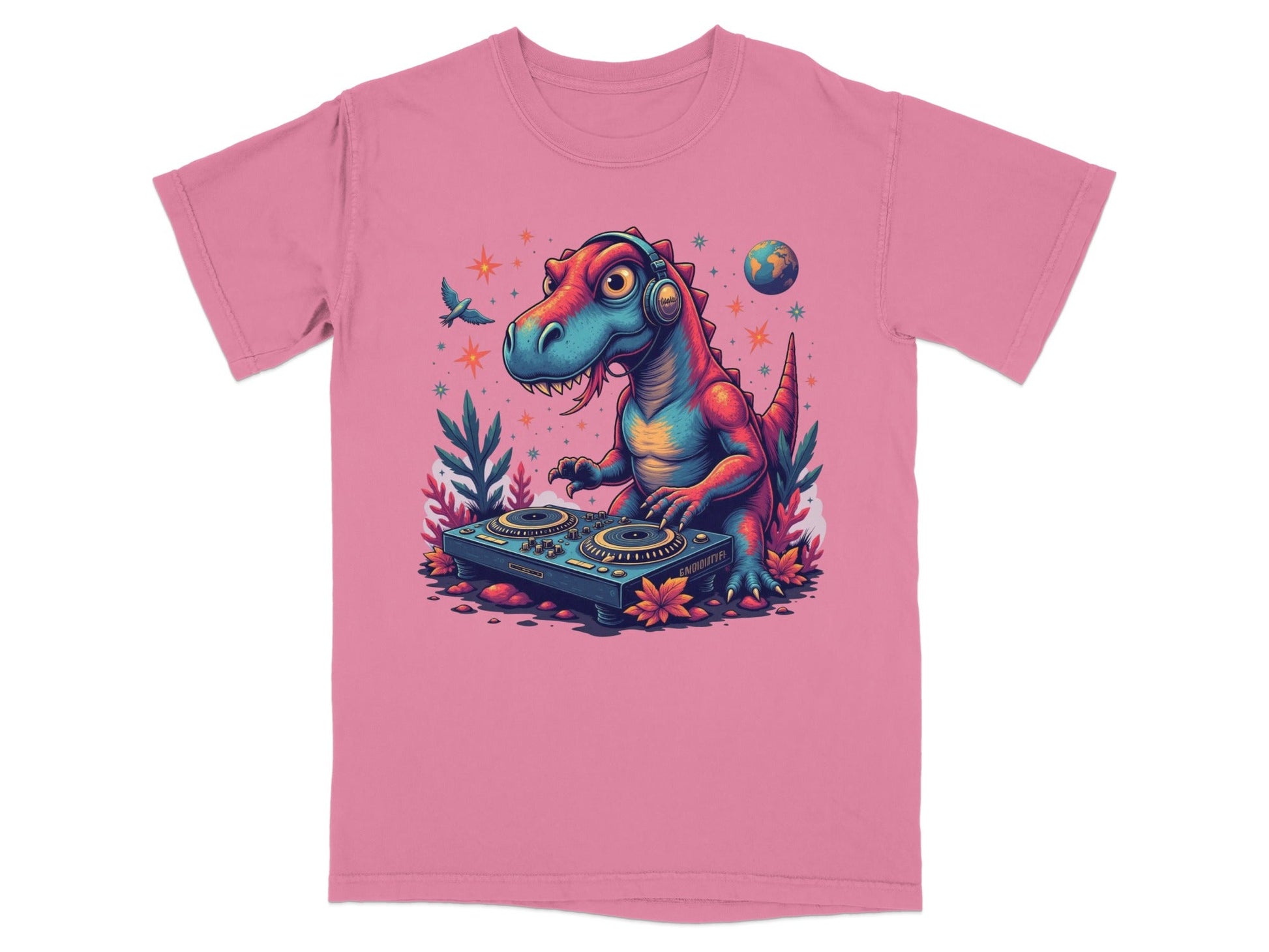 DJ Rex with Turntable Awesome Graphic Novelty T-Shirt - IconVexa