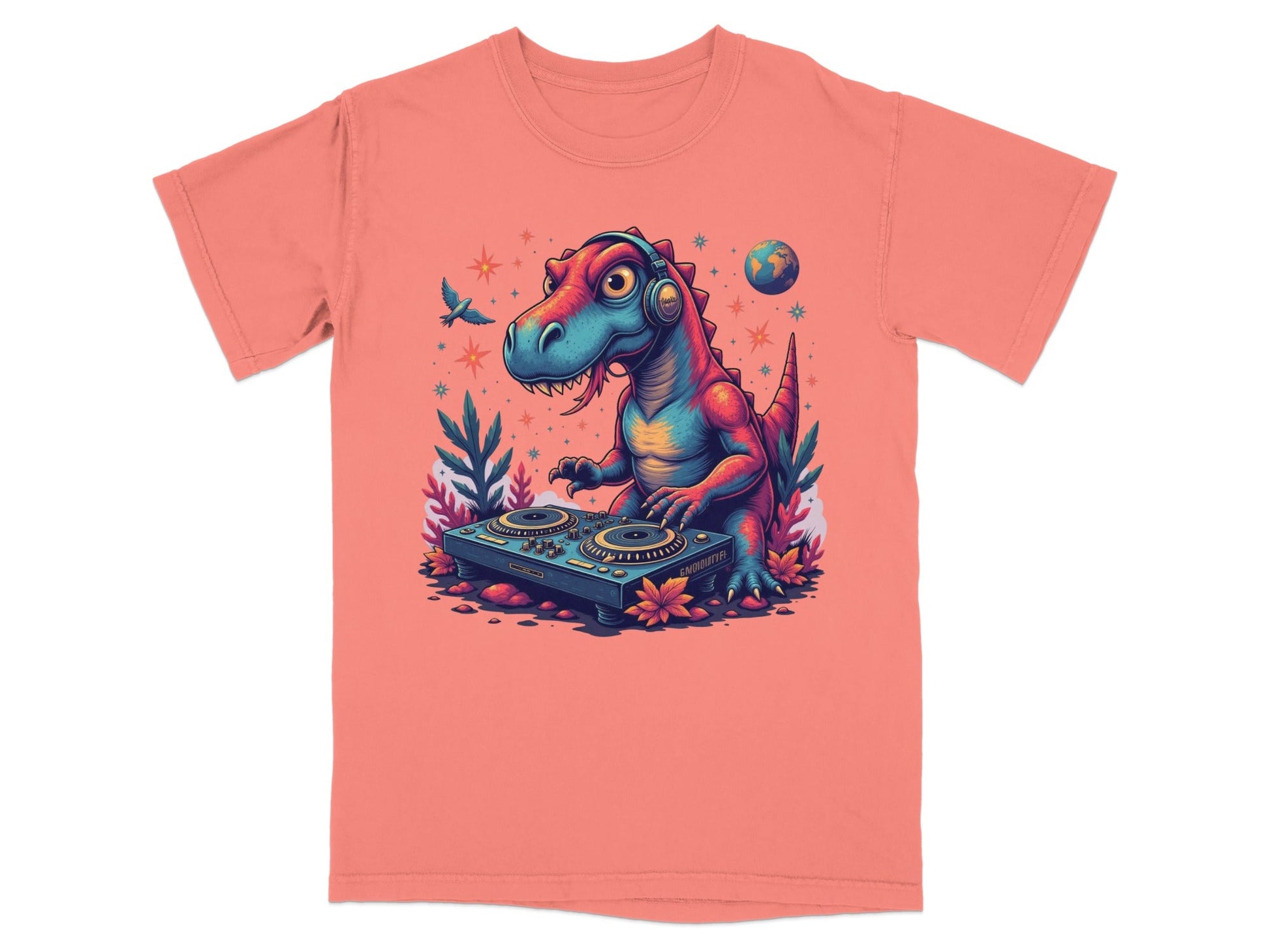 DJ Rex with Turntable Awesome Graphic Novelty T-Shirt - IconVexa