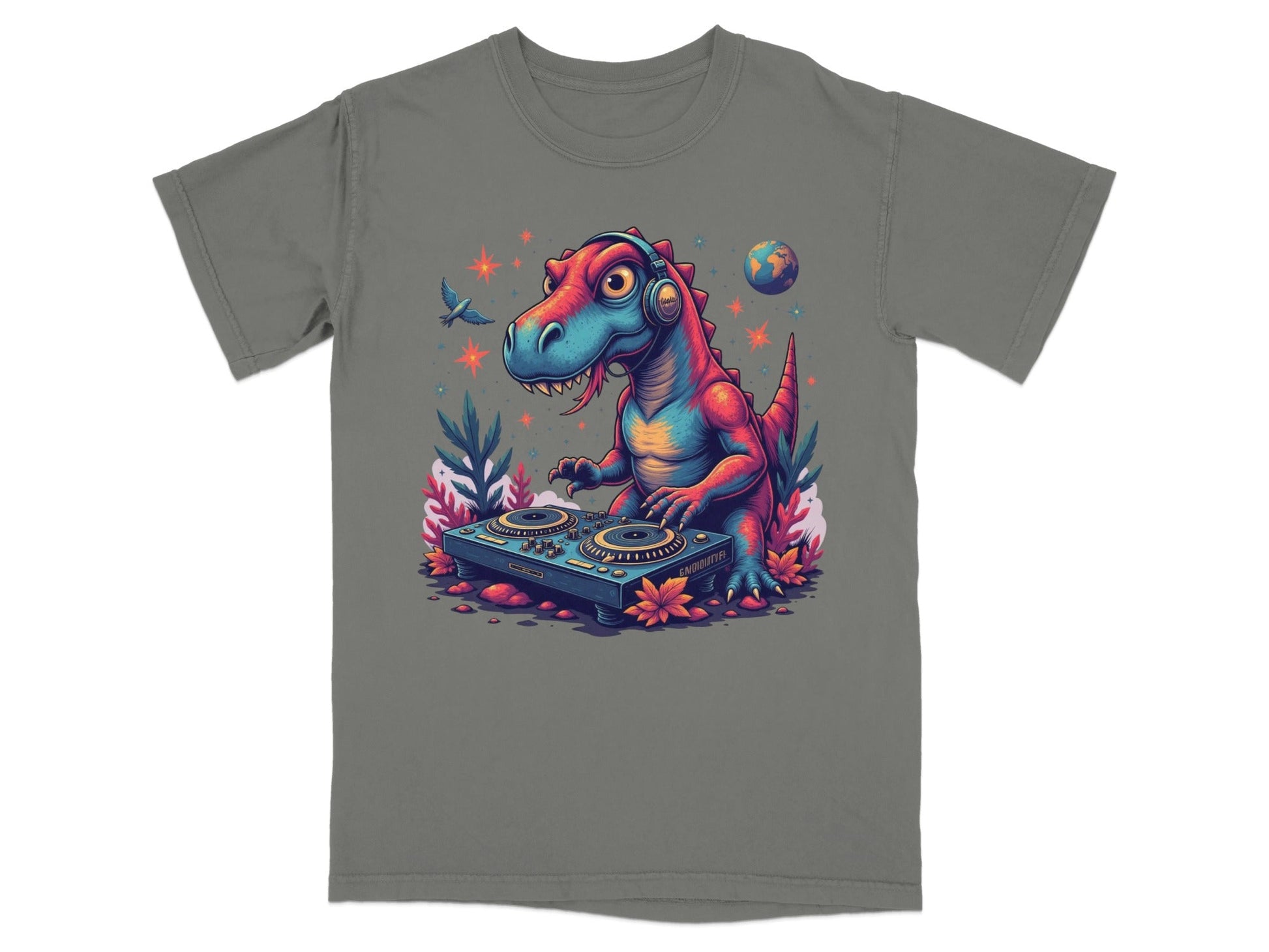 DJ Rex with Turntable Awesome Graphic Novelty T-Shirt - IconVexa