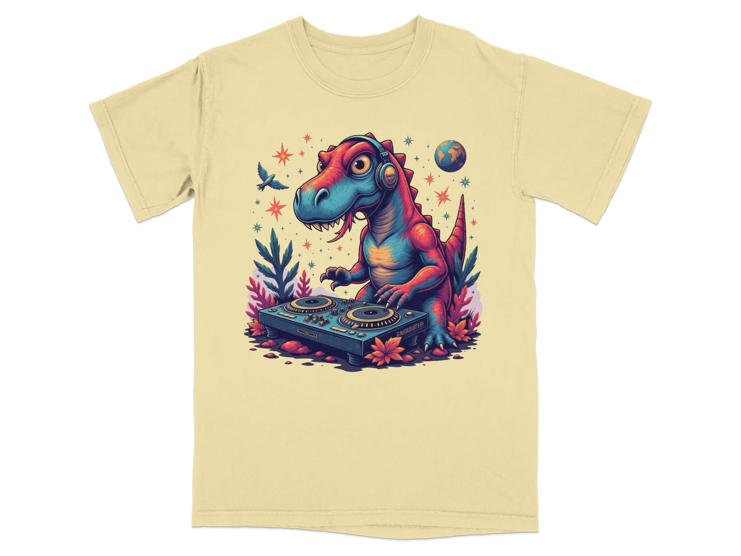DJ Rex with Turntable Awesome Graphic Novelty T-Shirt - IconVexa