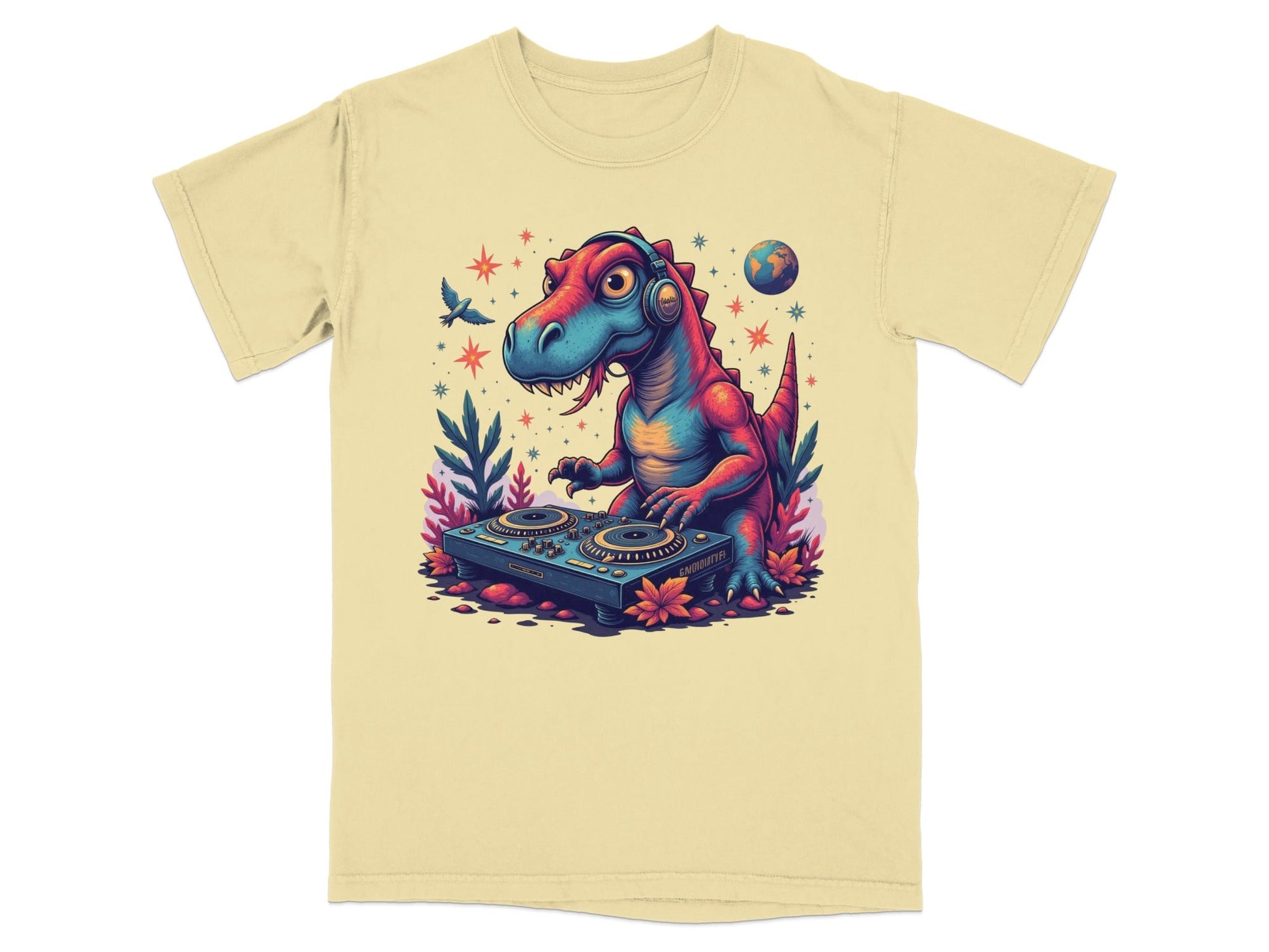 DJ Rex with Turntable Awesome Graphic Novelty T-Shirt - IconVexa