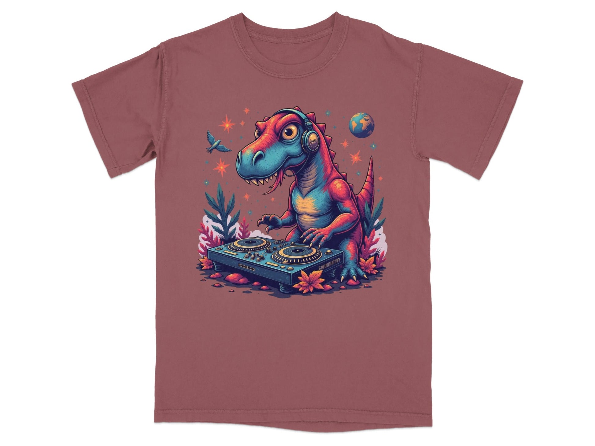 DJ Rex with Turntable Awesome Graphic Novelty T-Shirt - IconVexa