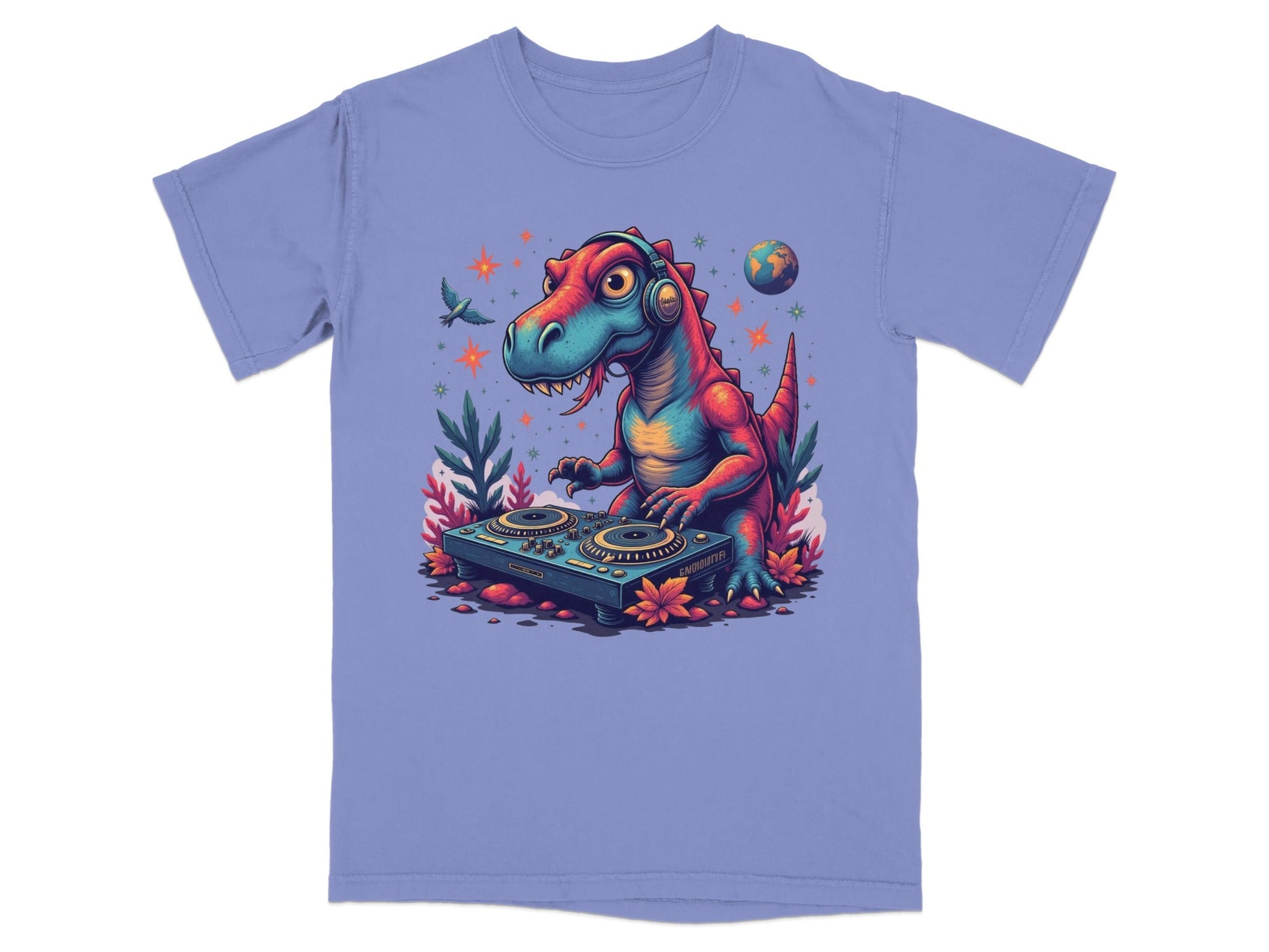 DJ Rex with Turntable Awesome Graphic Novelty T-Shirt - IconVexa