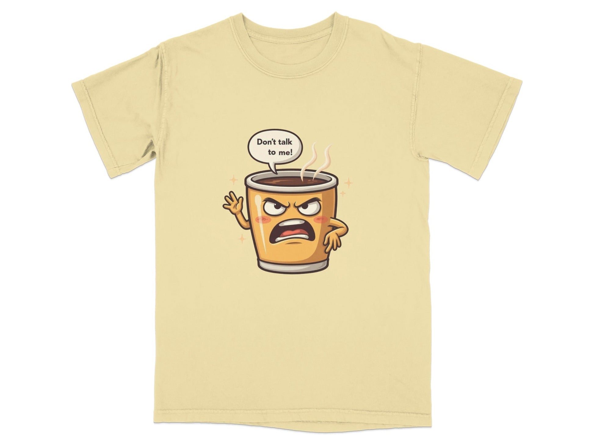 Don't Talk To Me Angry Coffee Cup Cartoon Tee Shirt - IconVexa