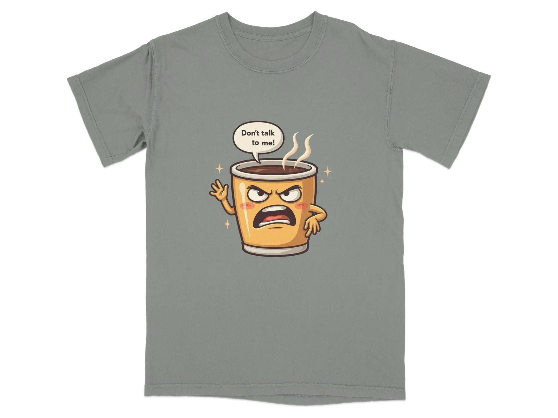 Don't Talk To Me Angry Coffee Cup Cartoon Tee Shirt - IconVexa