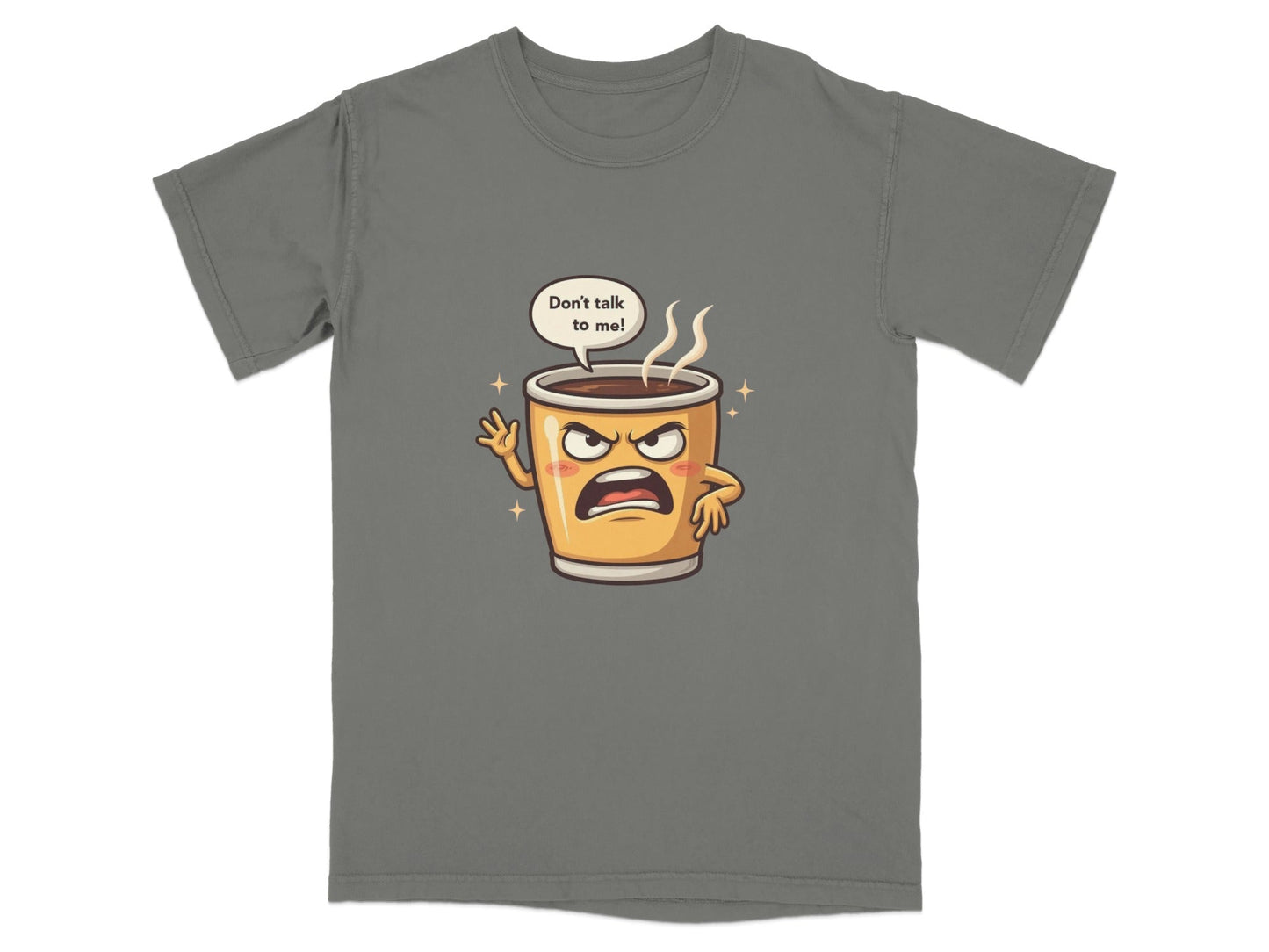 Don't Talk To Me Angry Coffee Cup Cartoon Tee Shirt - IconVexa