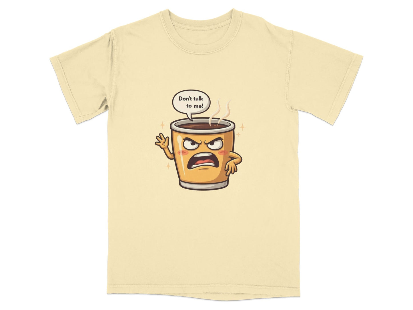 Don't Talk To Me Angry Coffee Cup Cartoon Tee Shirt - IconVexa