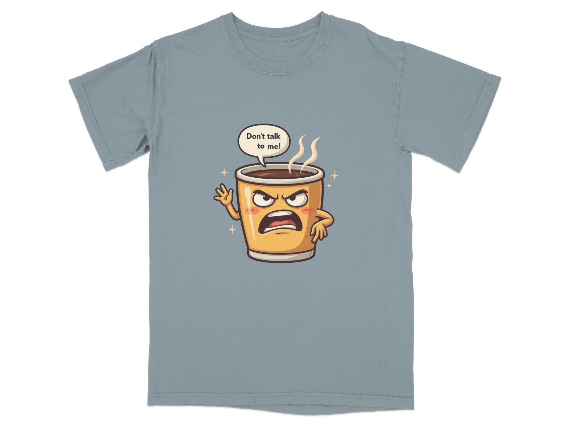 Don't Talk To Me Angry Coffee Cup Cartoon Tee Shirt - IconVexa