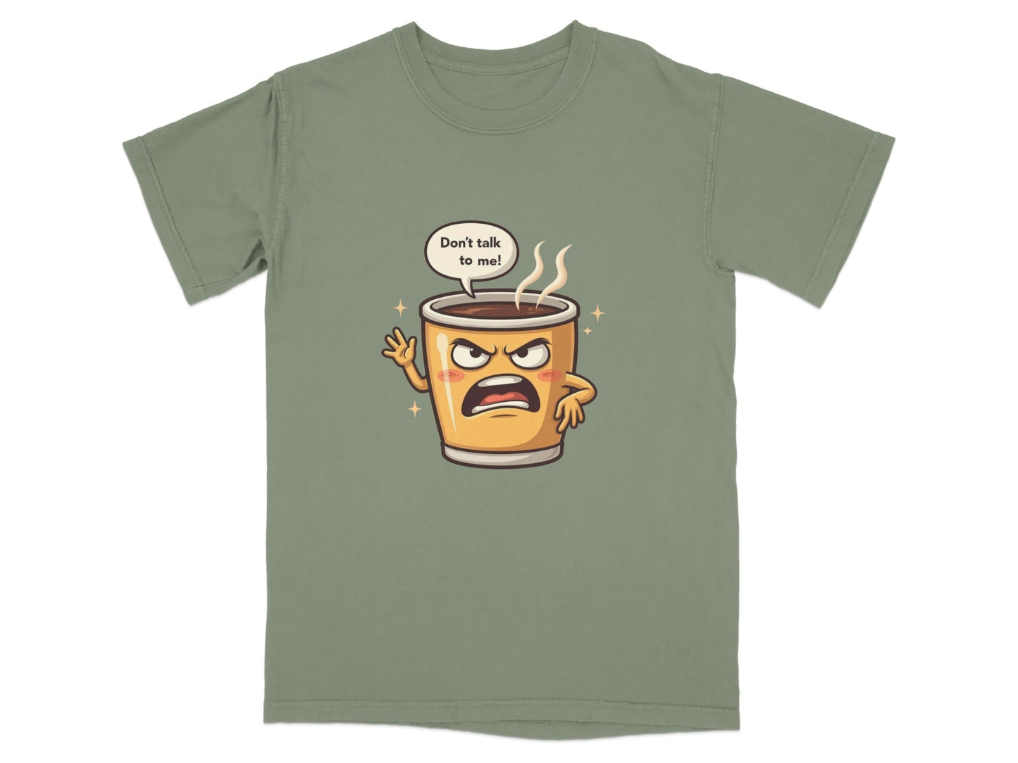 Don't Talk To Me Angry Coffee Cup Cartoon Tee Shirt - IconVexa