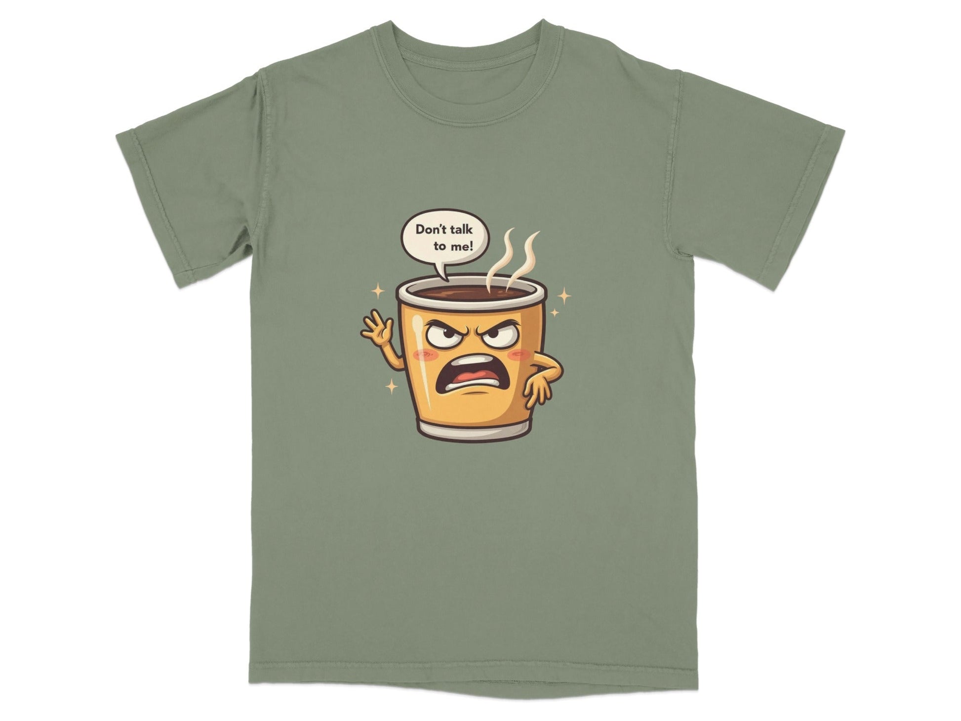 Don't Talk To Me Angry Coffee Cup Cartoon Tee Shirt - IconVexa