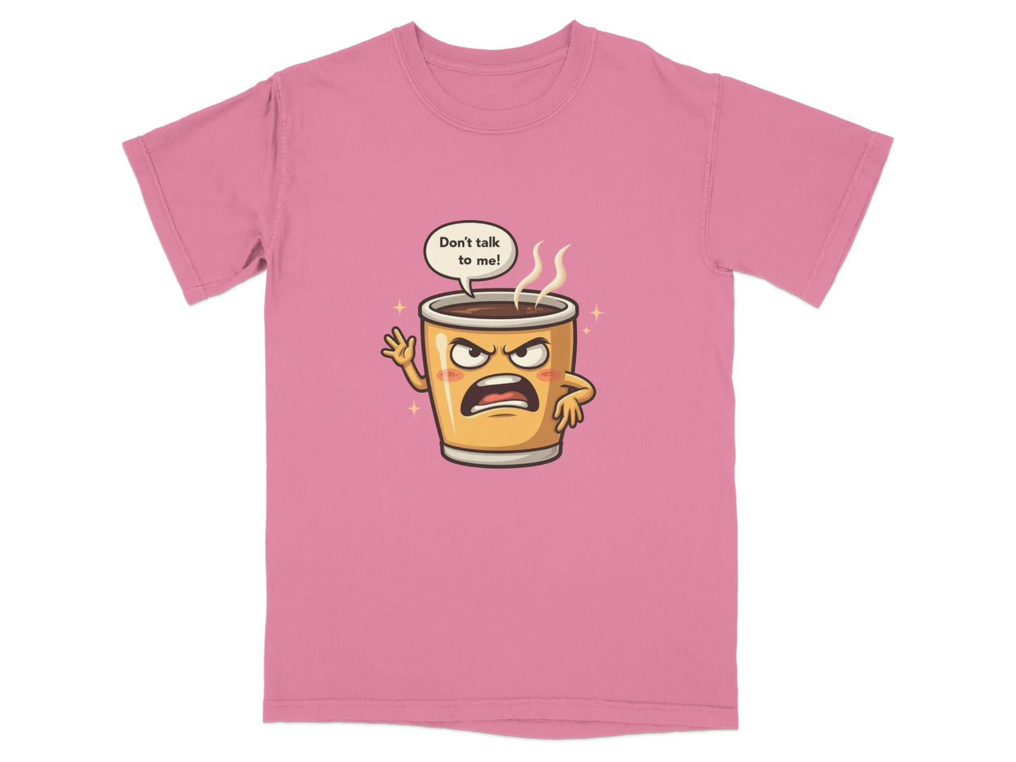 Don't Talk To Me Angry Coffee Cup Cartoon Tee Shirt - IconVexa