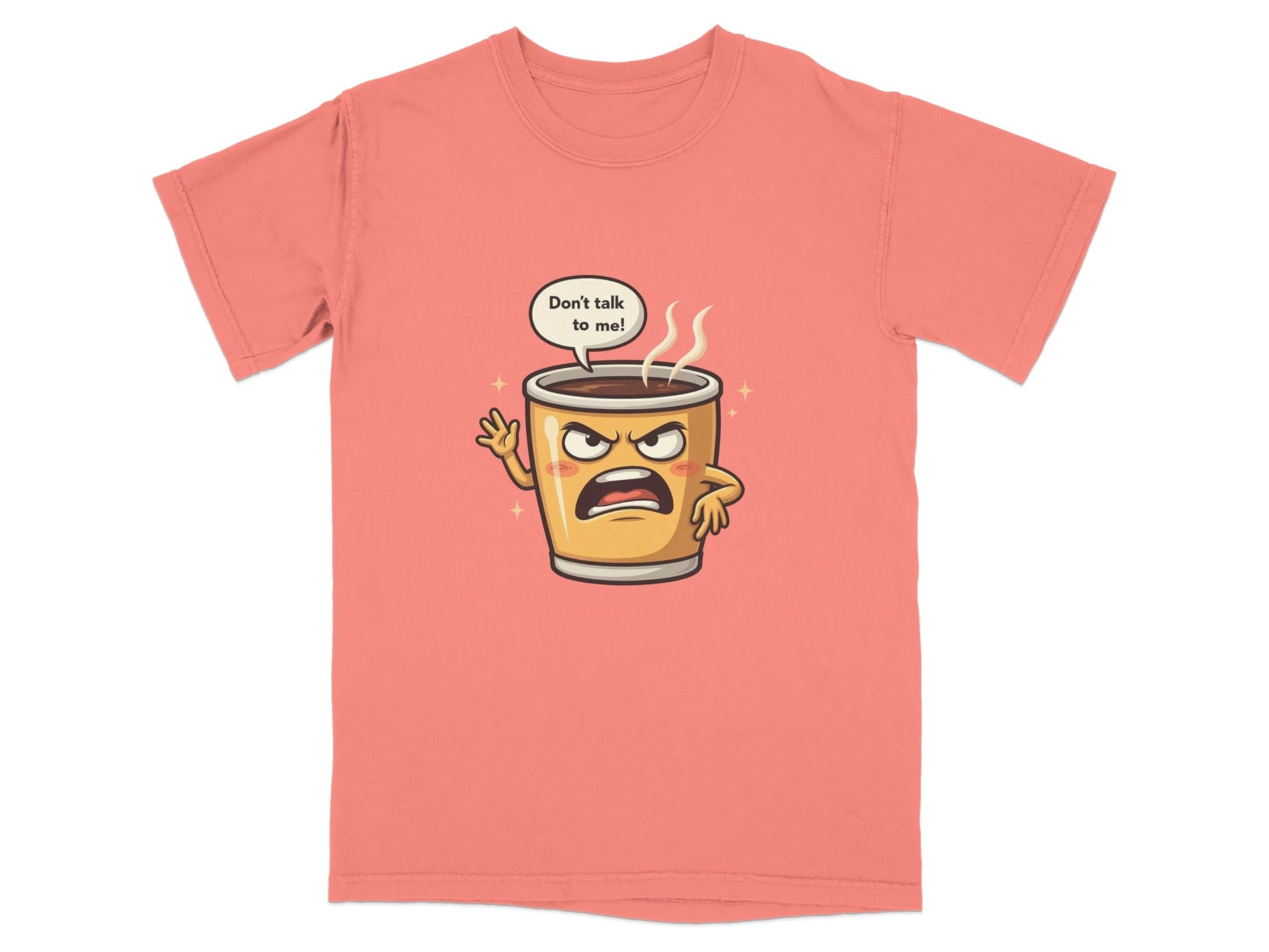 Don't Talk To Me Angry Coffee Cup Cartoon Tee Shirt - IconVexa