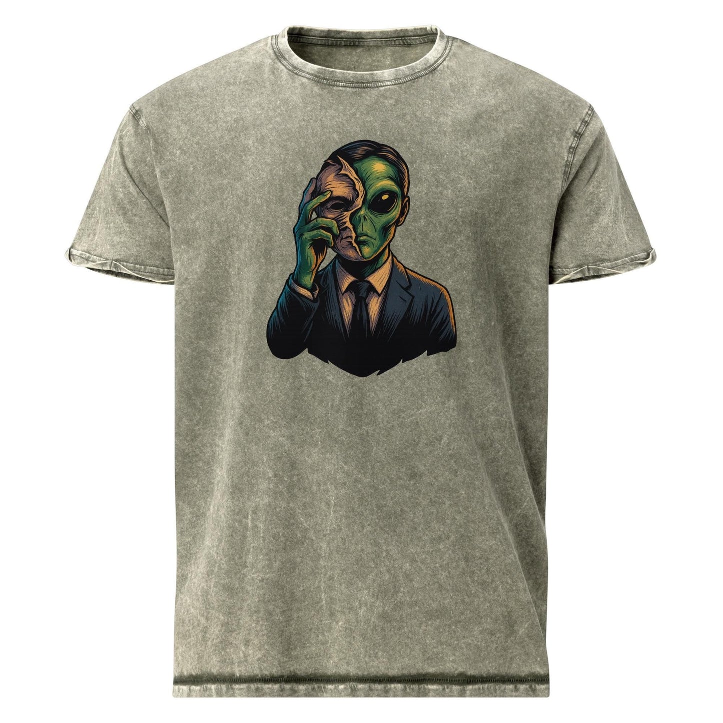 Double Life Revealed Alien Art | Hidden Identity Graphic Tee | Vintage Sci - Fi T-Shirt - IconVexa