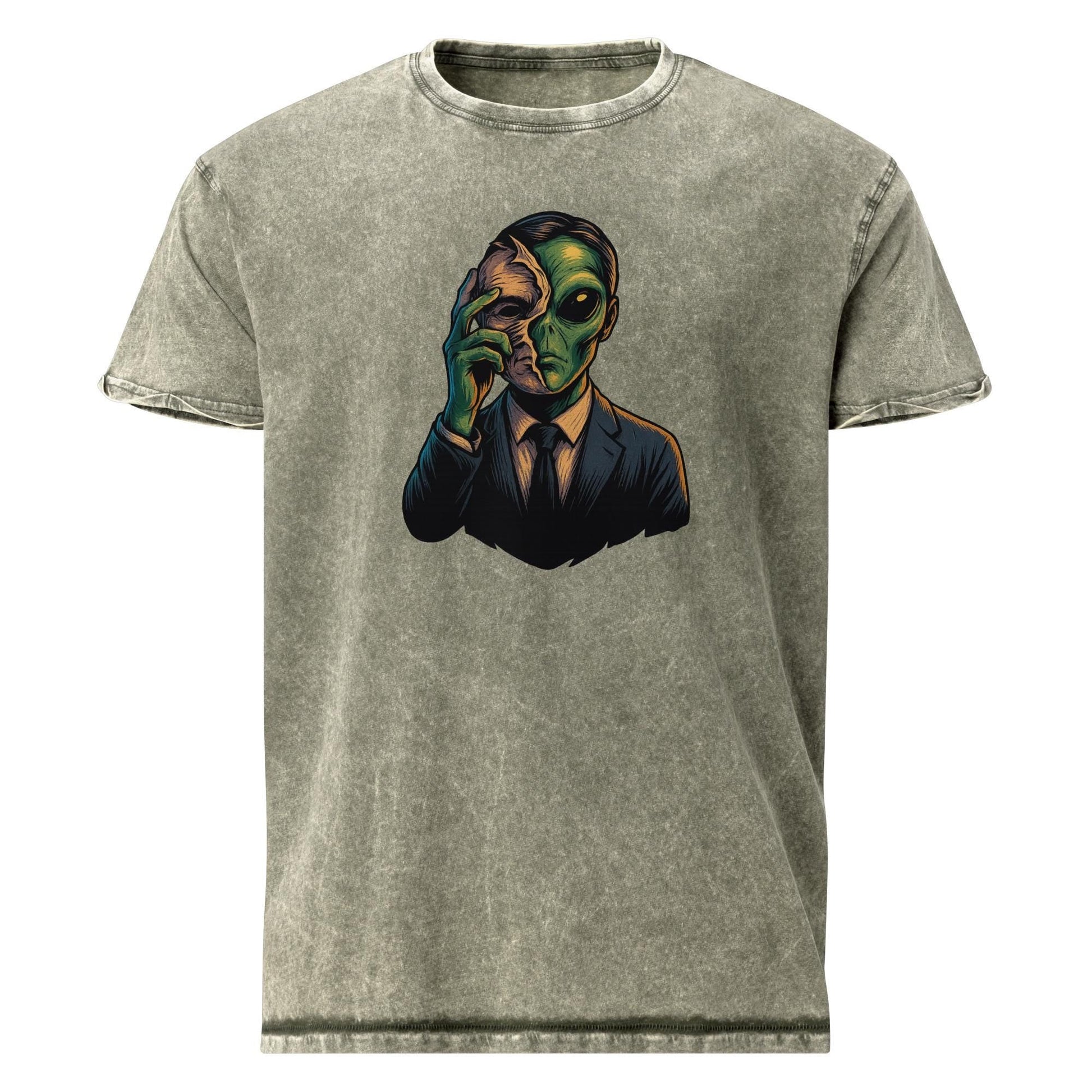 Double Life Revealed Alien Art | Hidden Identity Graphic Tee | Vintage Sci - Fi T-Shirt - IconVexa