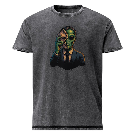 Double Life Revealed Alien Art | Hidden Identity Graphic Tee | Vintage Sci - Fi T-Shirt - IconVexa