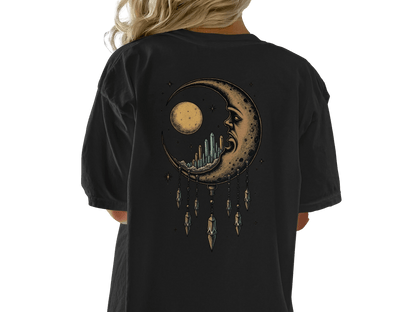 Dreaming Crescent With Crystals Graphics Relaxed T-Shirt - IconVexa
