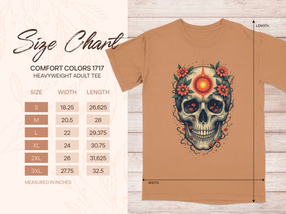 Skull with Floral Art Printed Heavyweight Adult Tee product