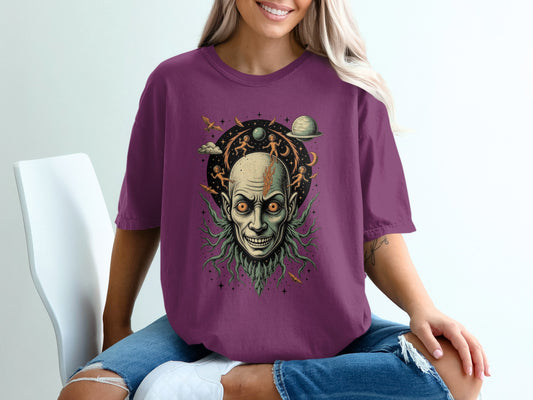 Alien Space Graphic Crew Neck Casual T-shirt product