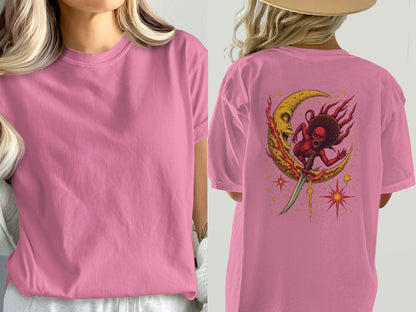 Evil Monster Moon Sword Graphic Design Adult T-Shirt - IconVexa