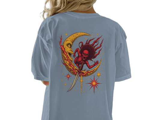 Evil Monster Moon Sword Graphic Design Adult T-Shirt - IconVexa