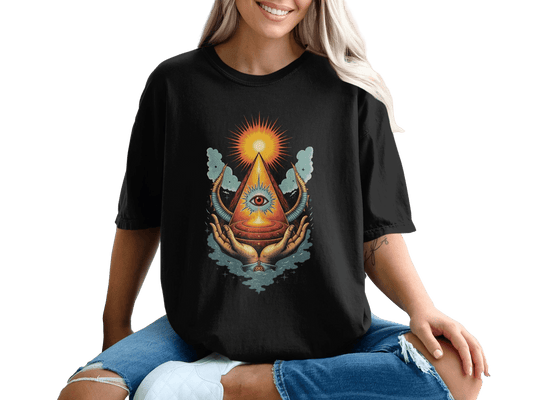 Eye Above Sun Above Hands Graphic Print Design T-Shirt - IconVexa