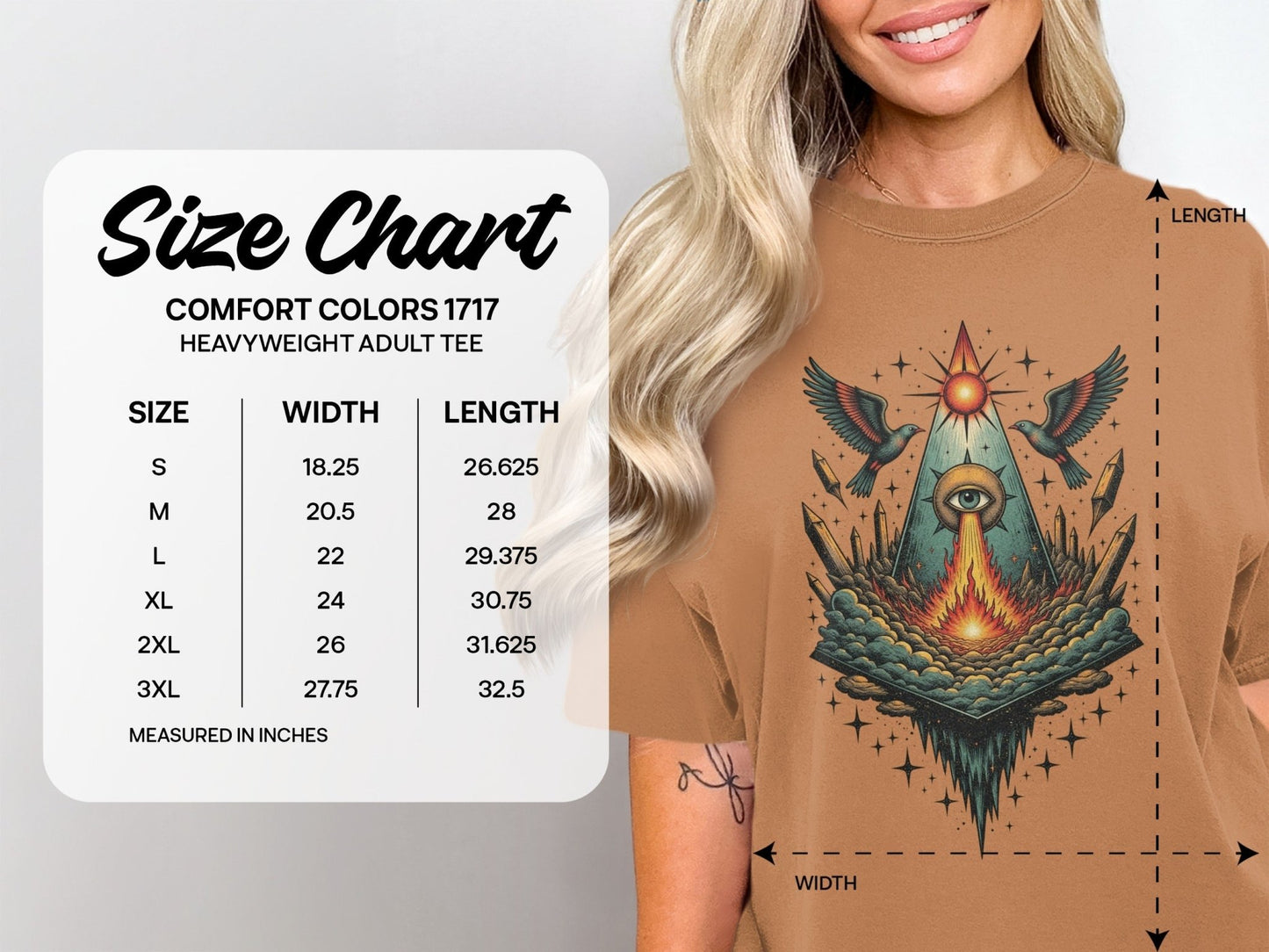 Eye Birds Crystals Pyramid Graphic Comfort Colors T-Shirt - IconVexa