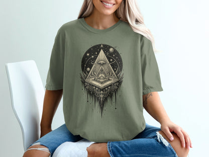 Eye in Pyramid Universe Graphic Design Unique T-Shirt - IconVexa