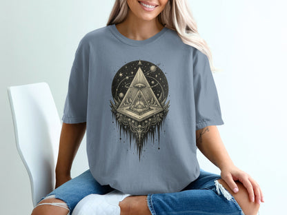 Eye in Pyramid Universe Graphic Design Unique T-Shirt - IconVexa