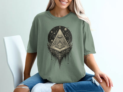 Eye in Pyramid Universe Graphic Design Unique T-Shirt - IconVexa