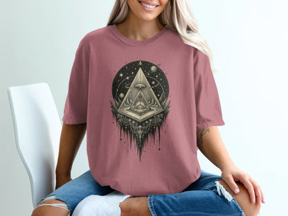 Eye in Pyramid Universe Graphic Design Unique T-Shirt - IconVexa