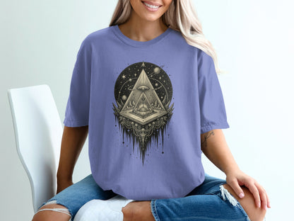 Eye in Pyramid Universe Graphic Design Unique T-Shirt - IconVexa