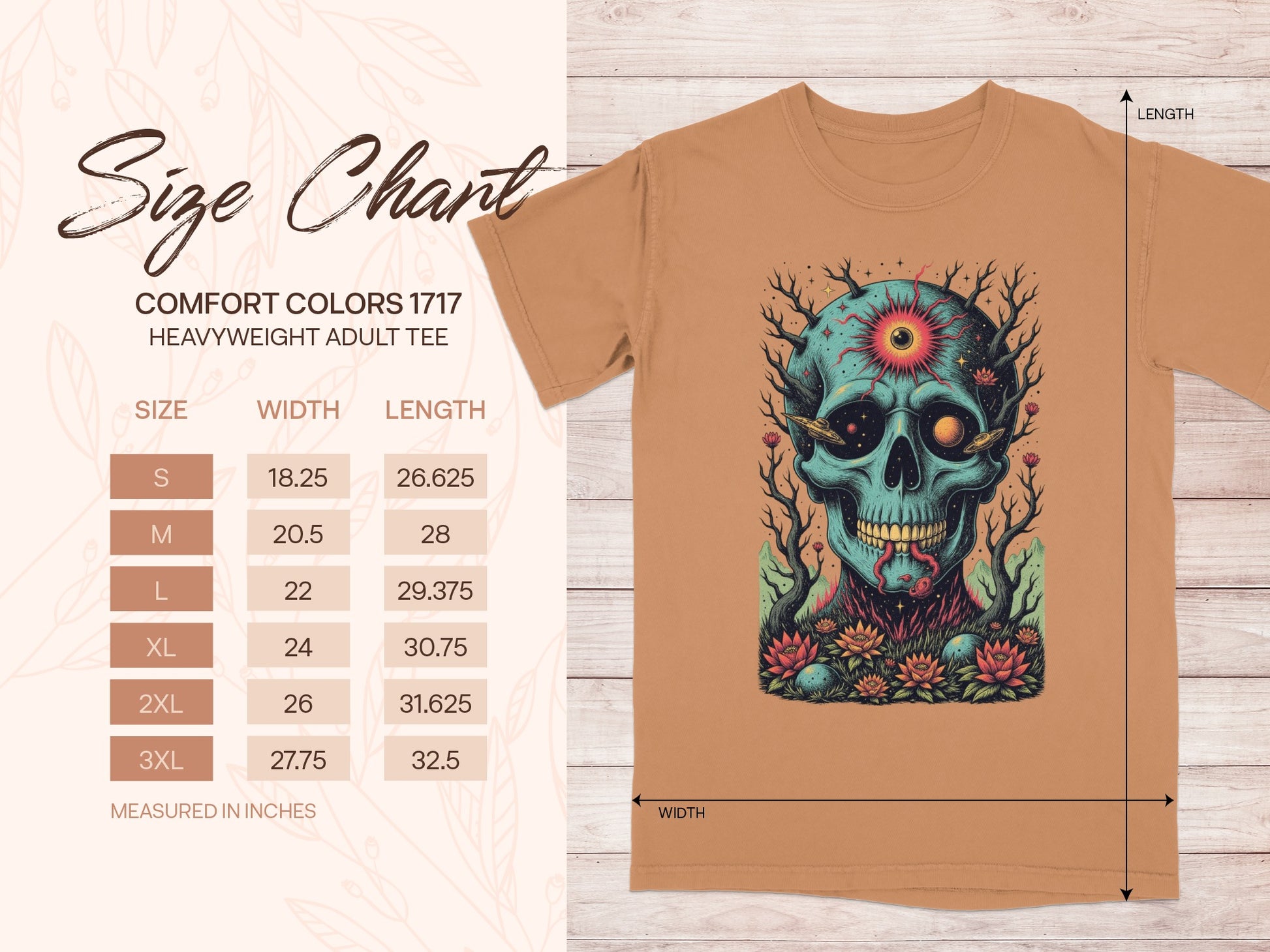 Skull with Eyeball and Flowers Graphic Tee product