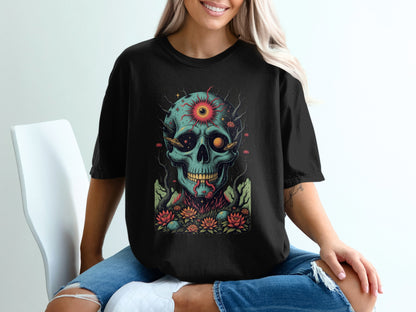 Vibrant Skull and Floral Graphic Women's T-shirt product